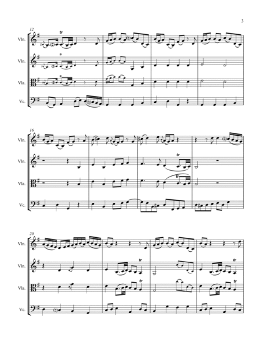 SLEEPERS AWAKE BWV 645 Chorale No.1 String Trio, Intermediate Level for 2 violins and cello or violi image number null