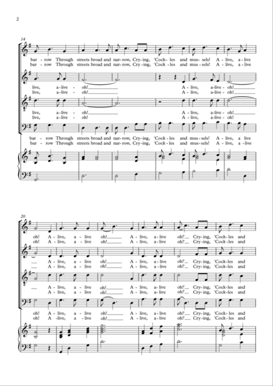 Cockles and Mussels, SATB plus piano 4-Part scores gallery preview page 2