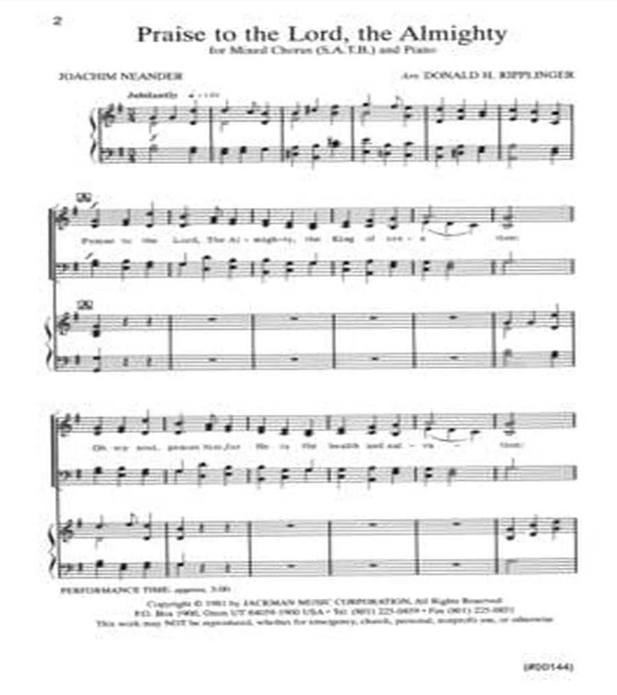 Praise to the Lord, the Almighty - SATB 4-Part scores gallery preview page 2