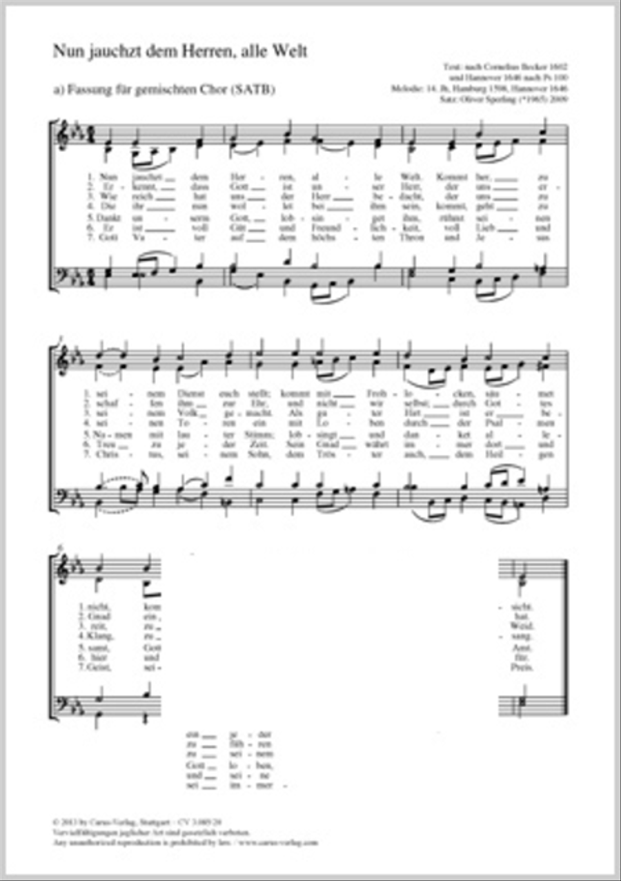 Nun jauchzt dem Herren, alle Welt SSA scores gallery preview page 1