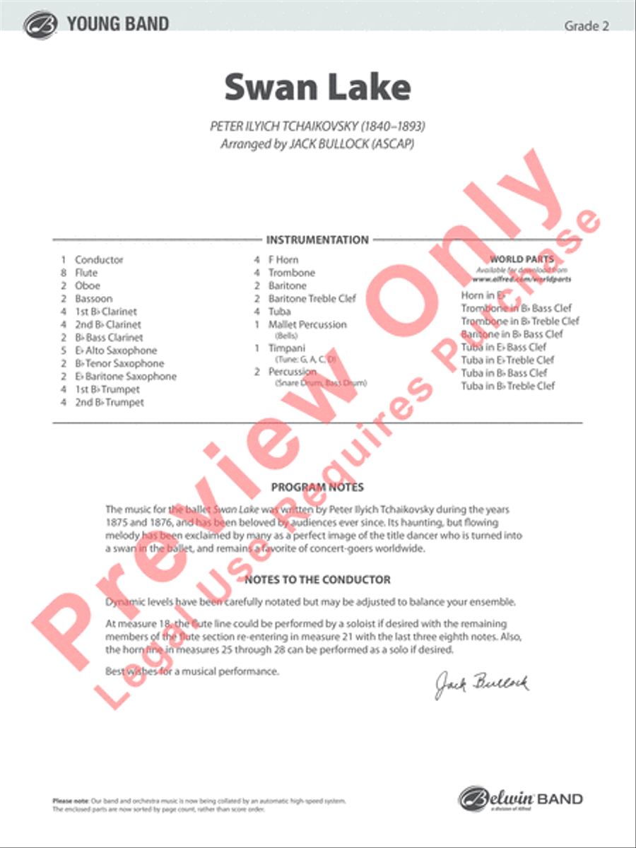 Swan Lake Swan Lake Concert Band scores gallery preview page 2