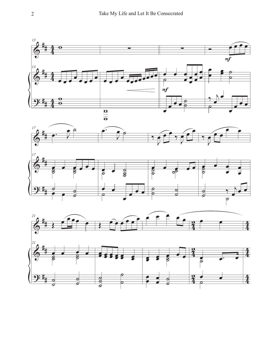 Take My Life and Let It Be Consecrated (Flute-Piano) Flute Solo scores gallery preview page 2
