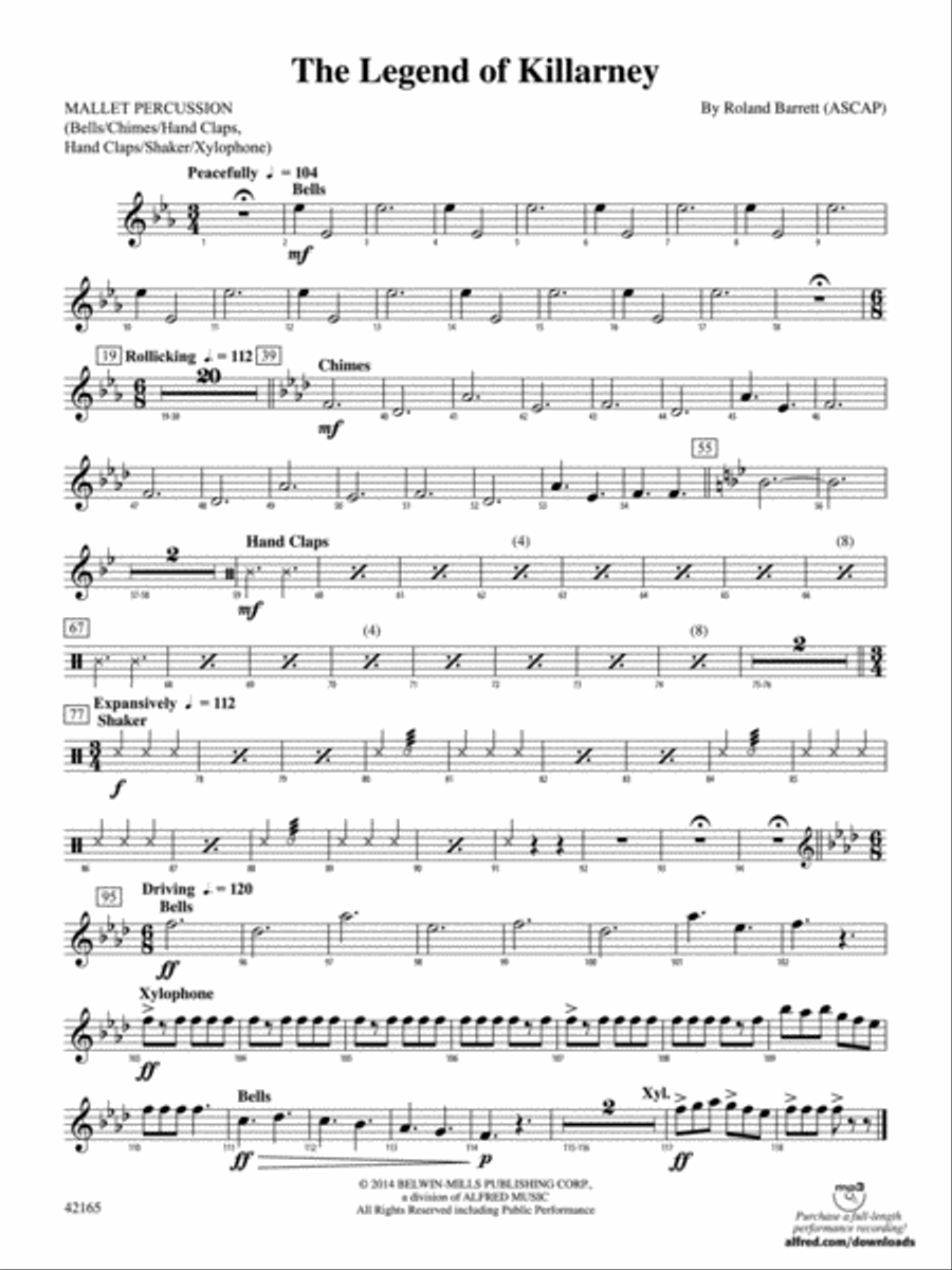 The Legend of Killarney: Mallets Concert Band scores gallery preview page 1