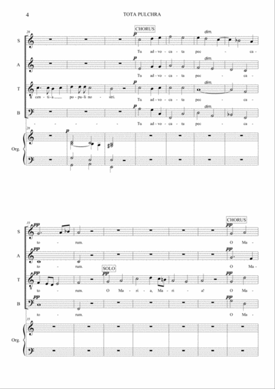 TOTA PULCHRA - WAB 46 - Bruckner - Arr. for SATB Choir and Organ 4-Part scores gallery preview page 4