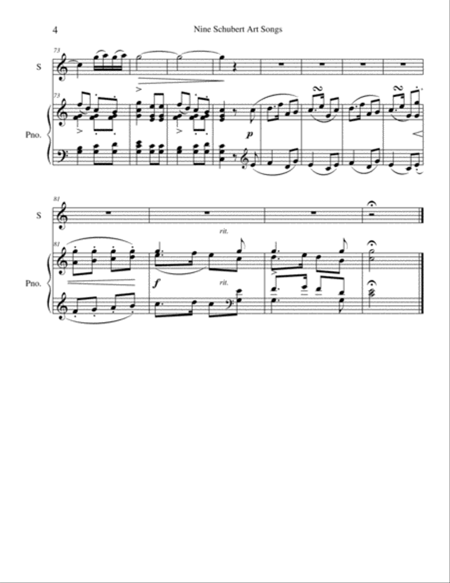 Nine Schubert Art Songs Voice Solo scores gallery preview page 4