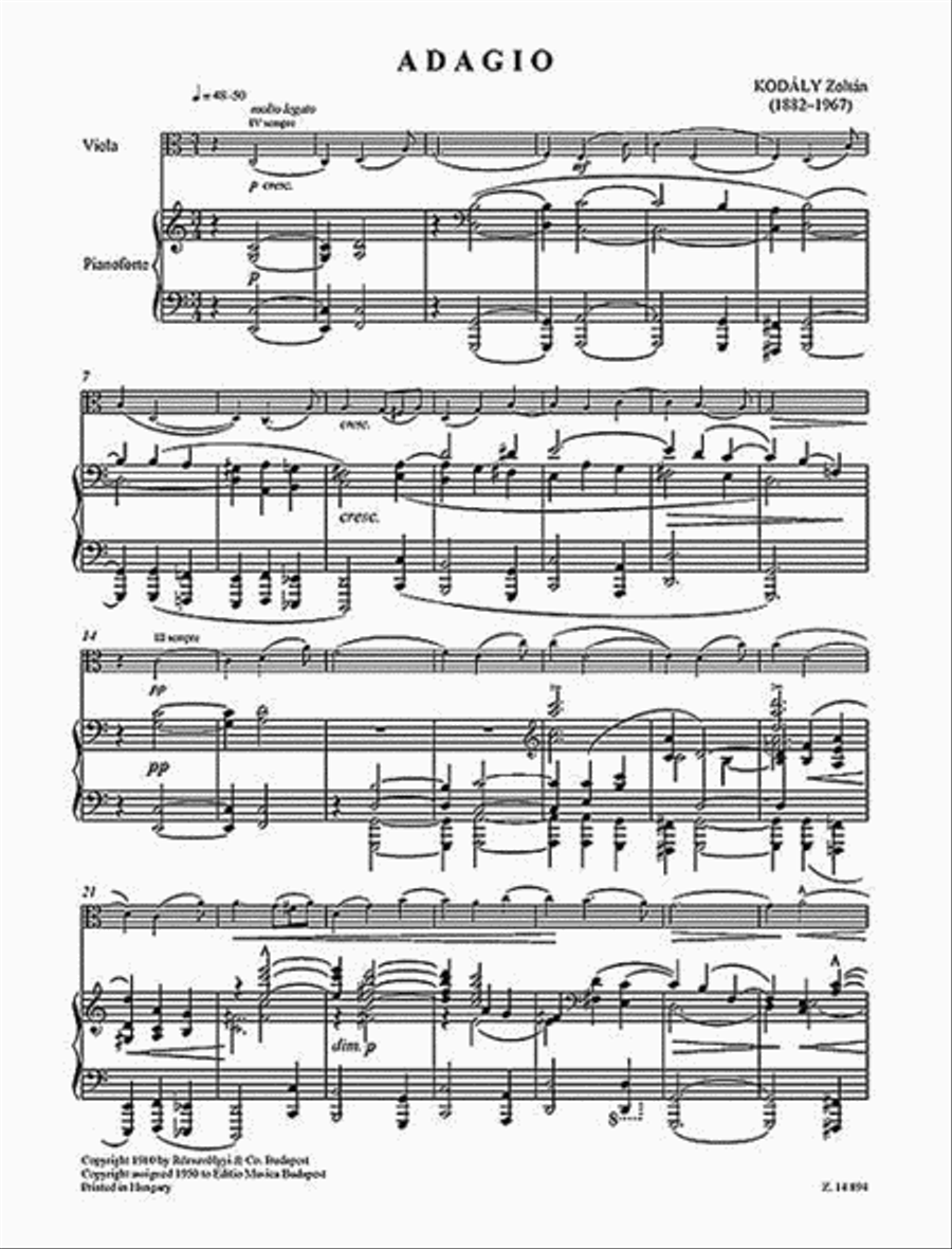 Adagio for Viola and Piano – New Edition Piano Accompaniment scores gallery preview page 3