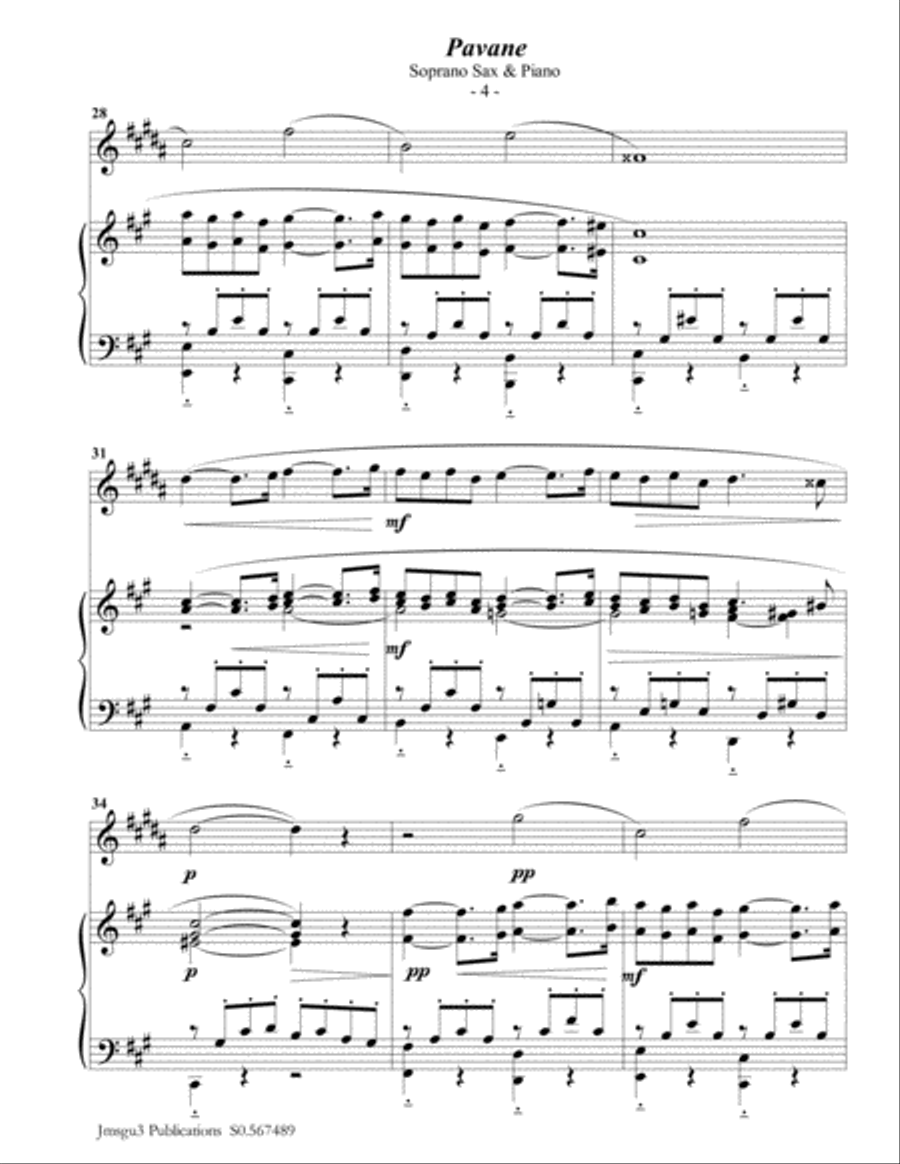 Fauré: Pavane Op. 50 for Soprano Sax & Piano Fauré: Pavane Op. 50 for Soprano Sax & Piano Soprano Saxophone scores gallery preview page 4