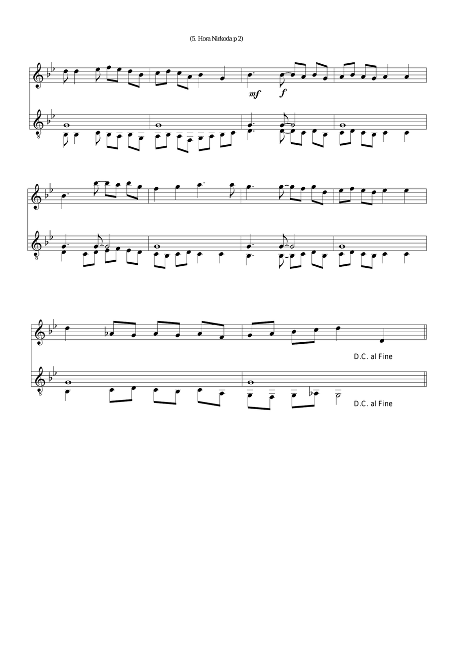 Hora nirkoda (Let's dance the hora) for flute and guitar Flute scores gallery preview page 2