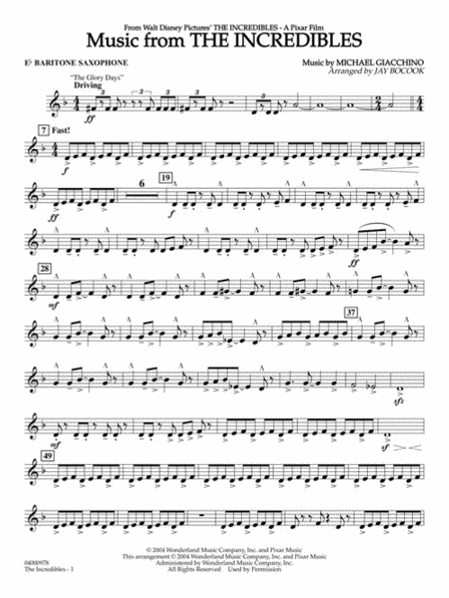 Music from “The Incredibles” Concert Band scores gallery preview page 5
