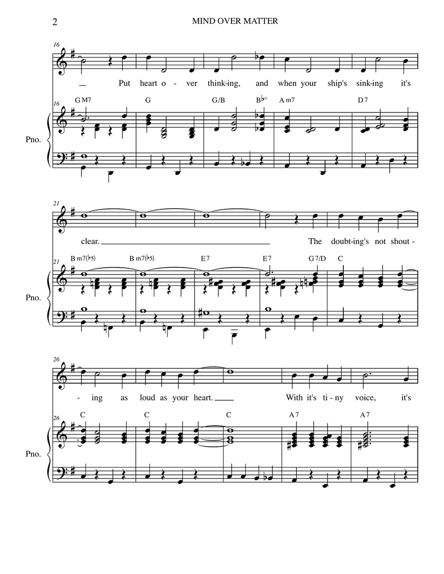 PUT MIND OVER MATTER Piano, Vocal scores gallery preview page 2