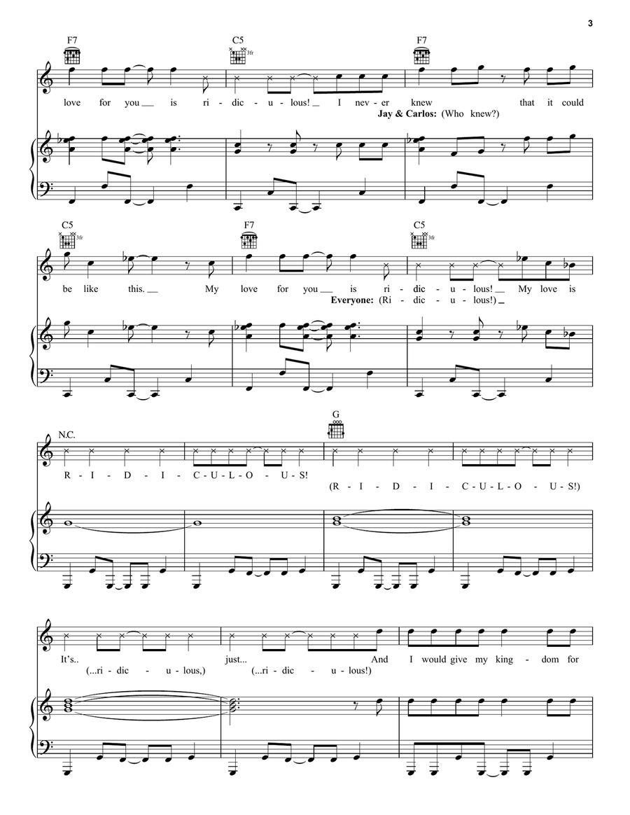 Did I Mention (from Disney's Descendants) Piano, Vocal, Guitar scores gallery preview page 3