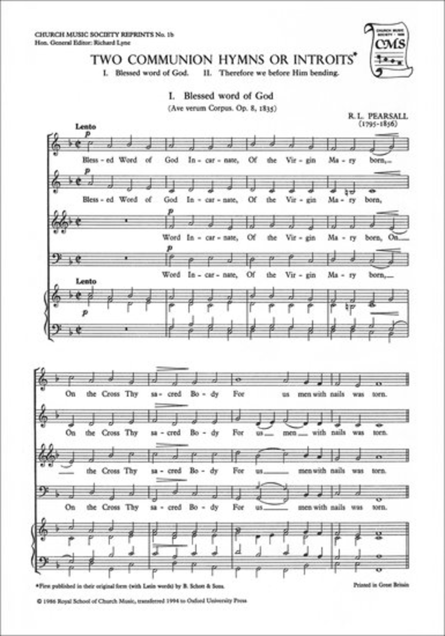 Two Communion Hymns Or Introits