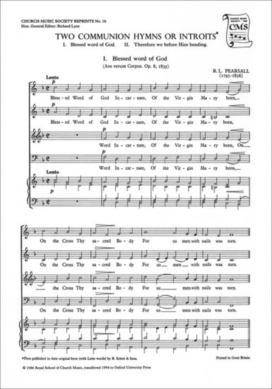 Two Communion Hymns or Introits 4-Part scores gallery preview page 1