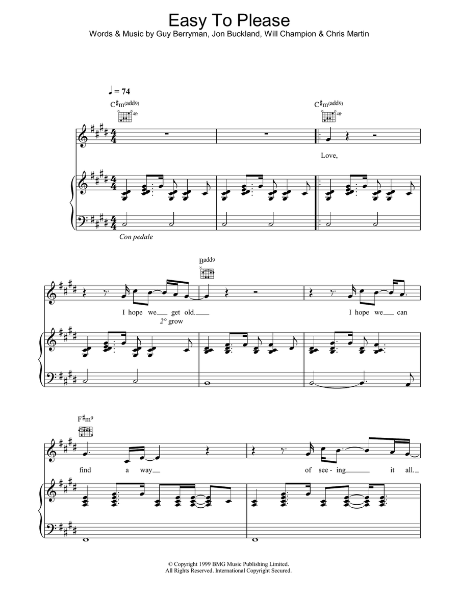 Easy To Please Piano, Vocal, Guitar scores gallery preview page 1
