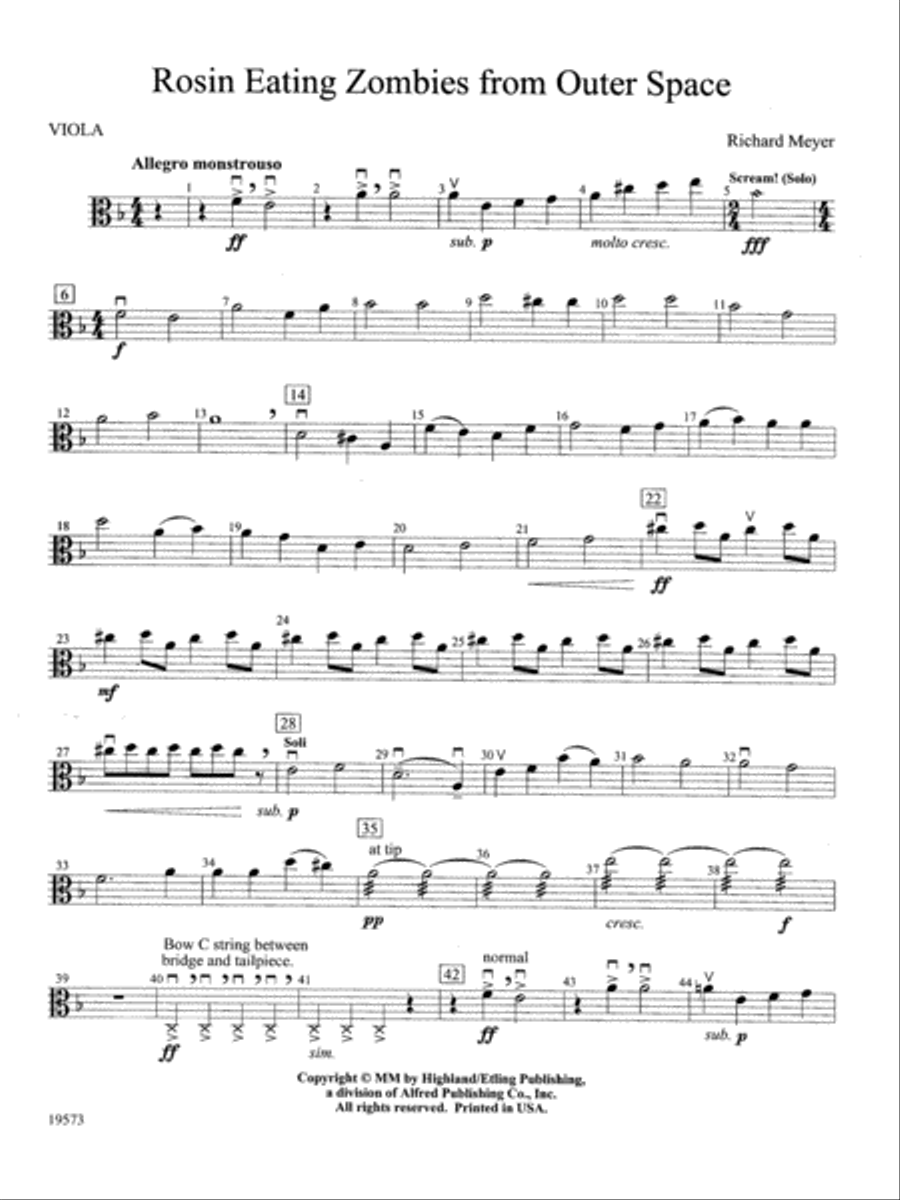 Rosin Eating Zombies from Outer Space: Viola String Orchestra scores gallery preview page 1