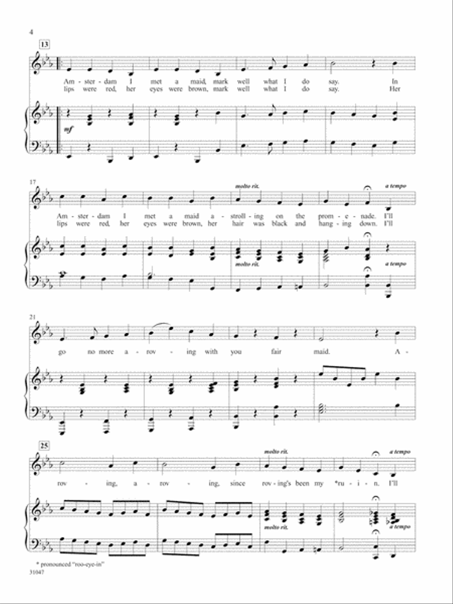 12 Folk Songs for Solo Singers Piano Accompaniment scores gallery preview page 4