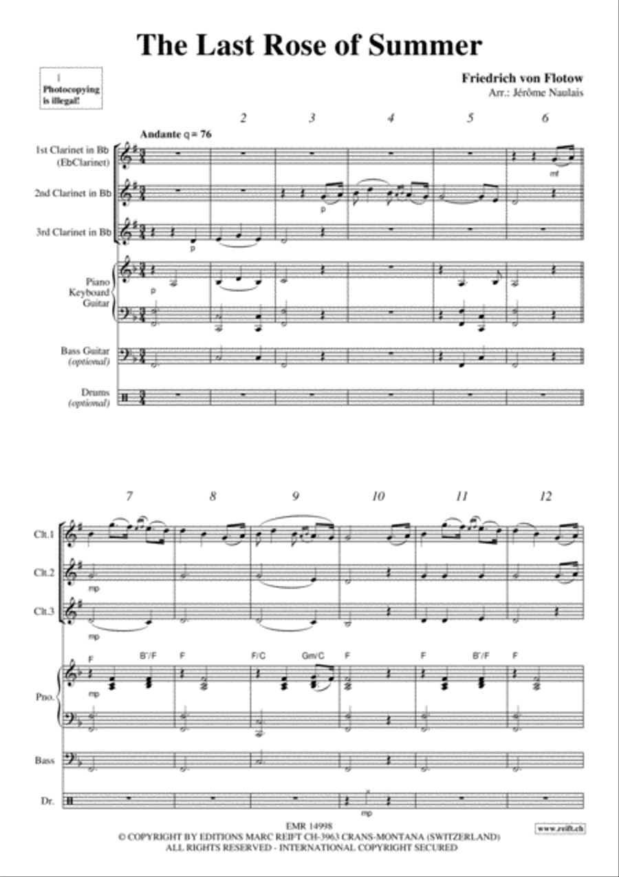 The Last Rose Of Summer The Last Rose Of Summer Clarinet scores gallery preview page 3