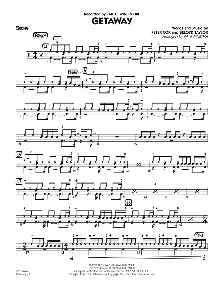 Getaway - Drums Getaway - Drums Drums scores gallery preview page 1