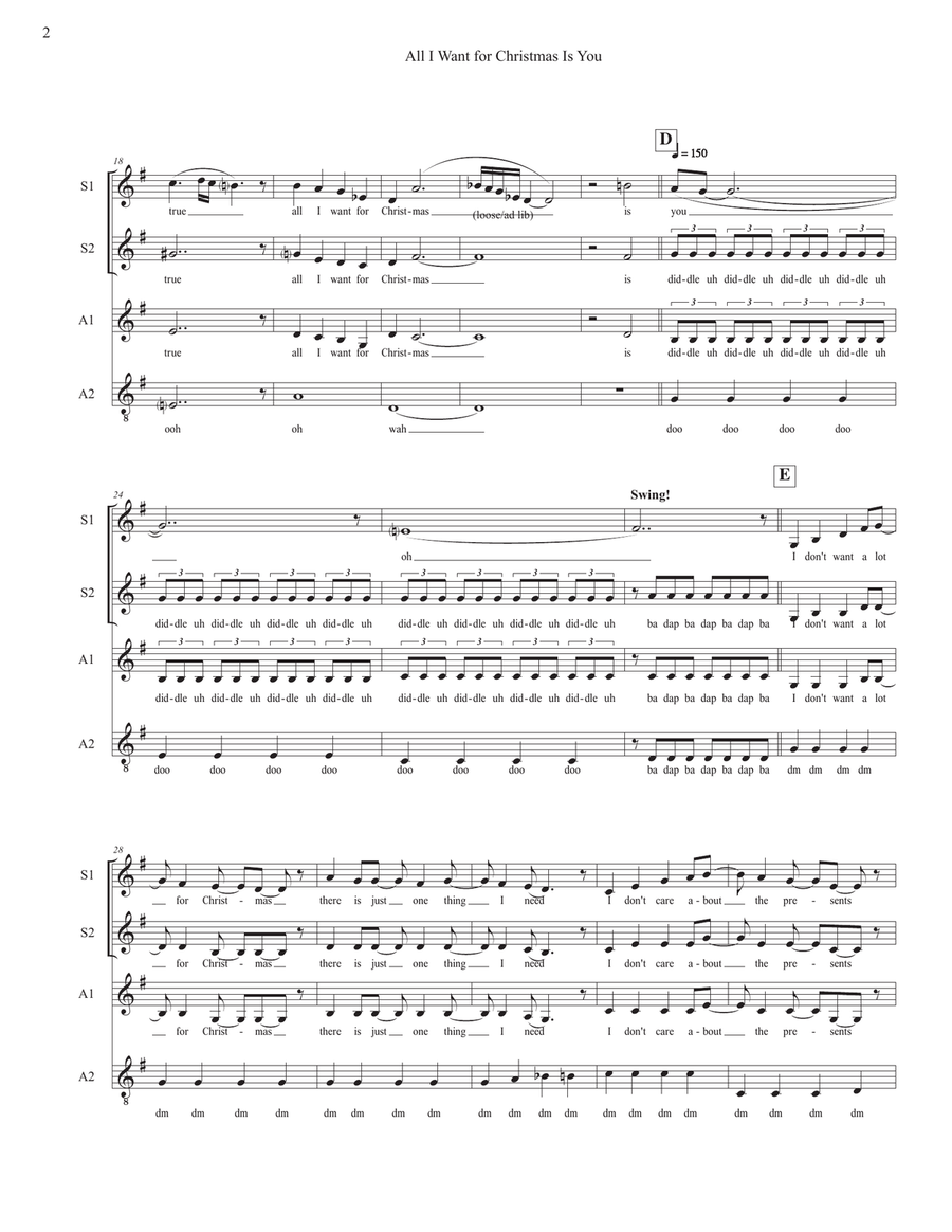 All I Want For Christmas Is You SSAA scores gallery preview page 2