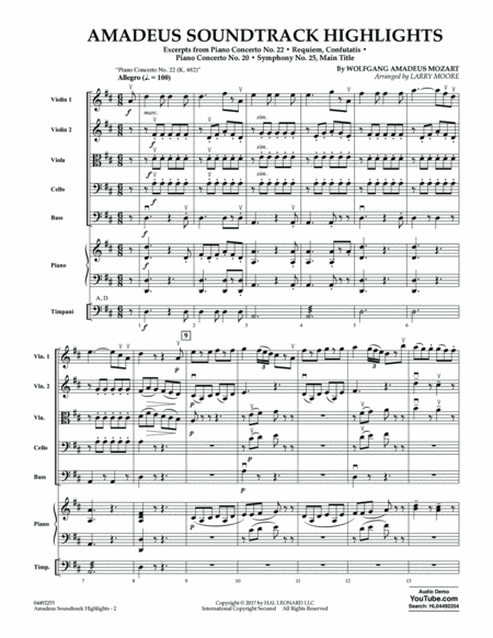 Amadeus Soundtrack Highlights - Conductor Score (Full Score)