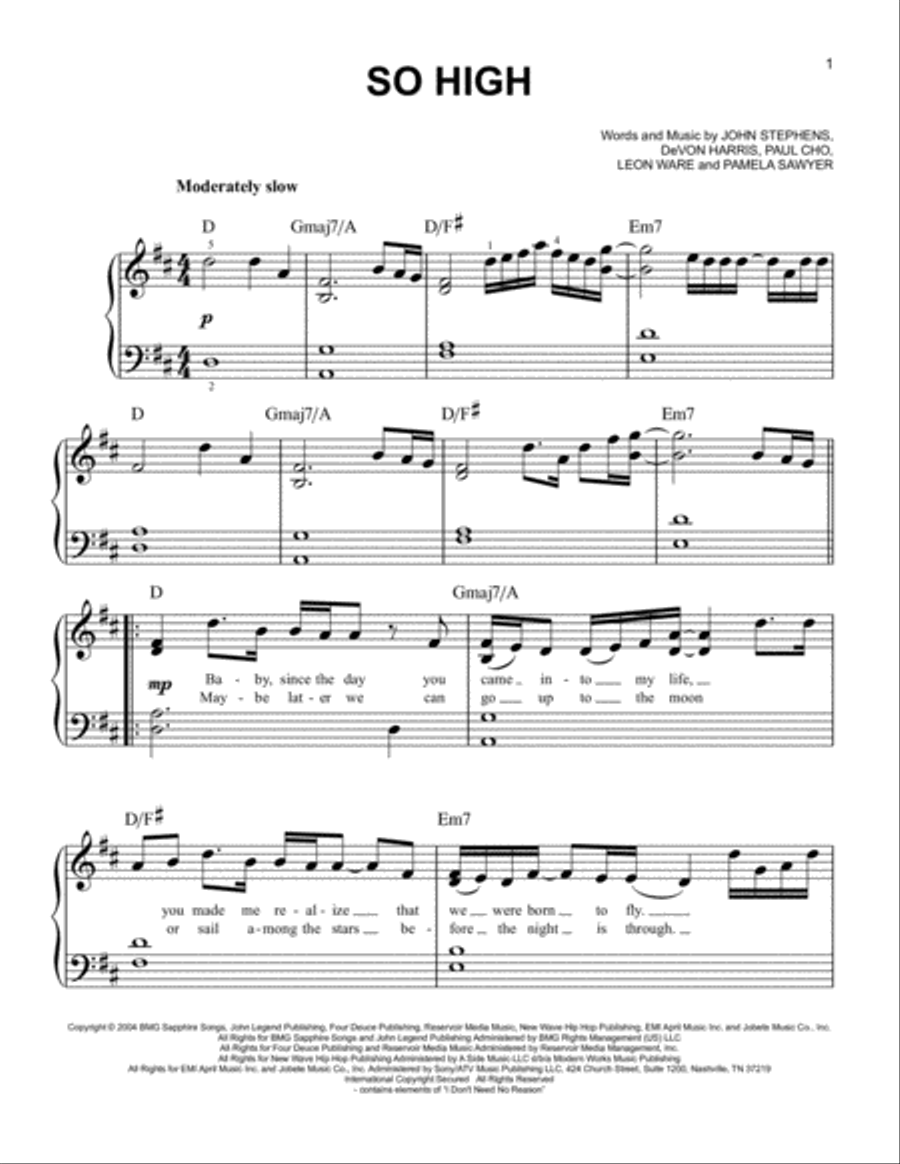 So High Easy Piano scores gallery preview page 1