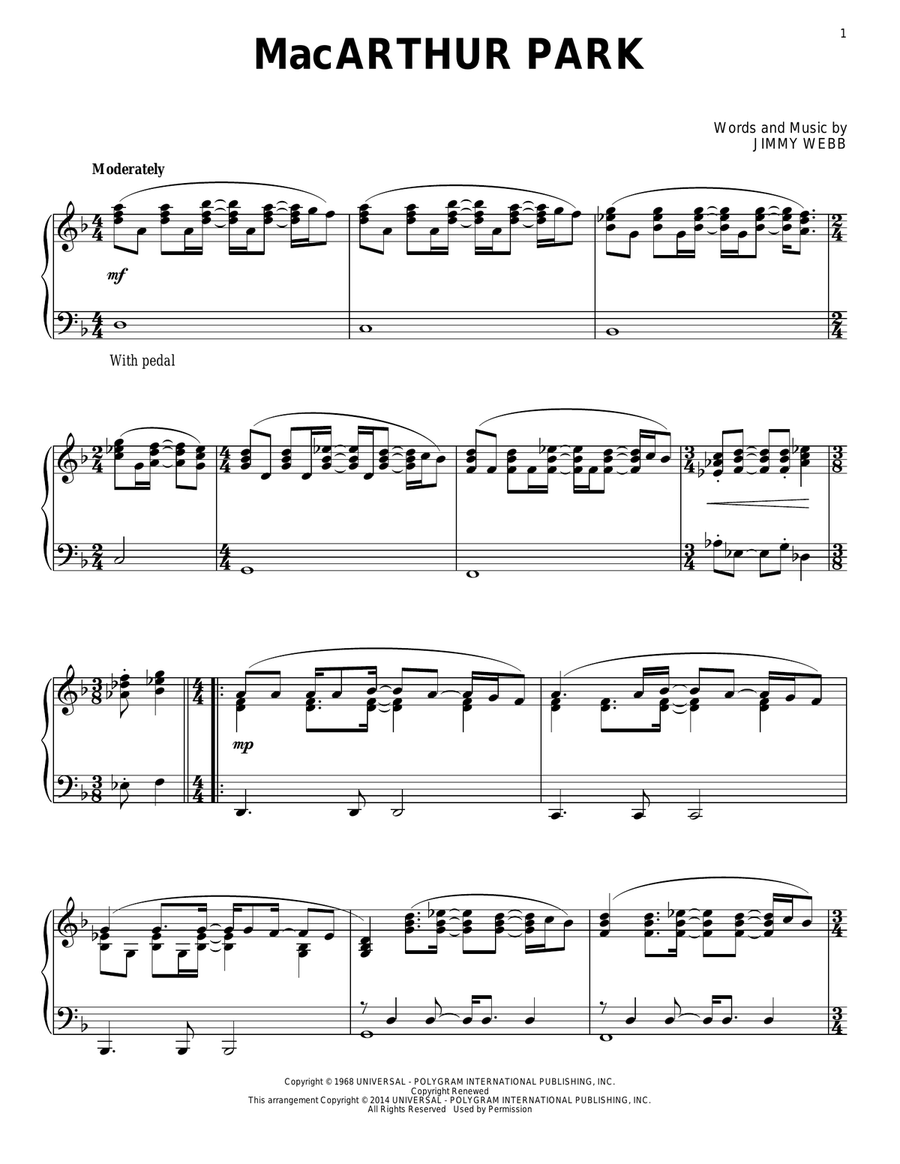 MacArthur Park Piano Solo scores gallery preview page 1