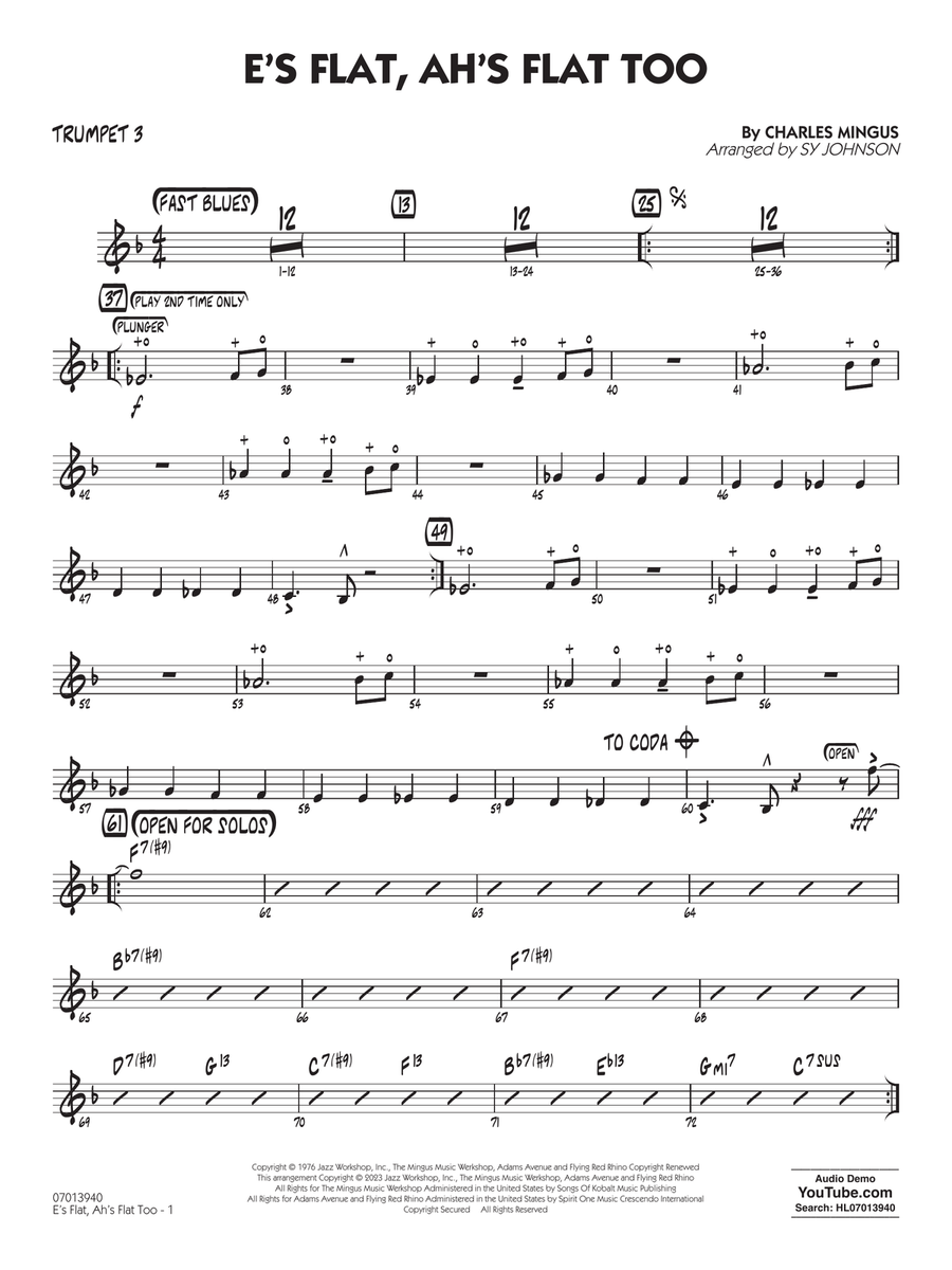 E's Flat, Ah's Flat Too (arr. Sy Johnson) - Trumpet 3