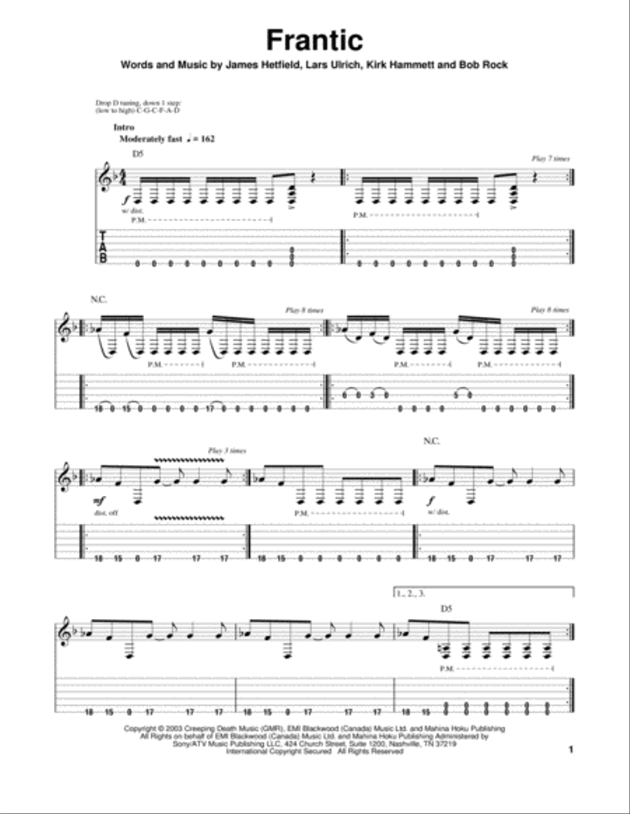 Frantic Electric Guitar scores gallery preview page 1