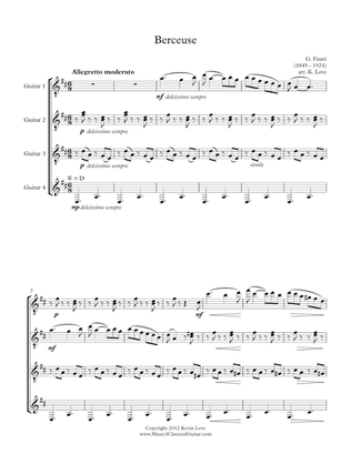 Berceuse (Guitar Quartet) - Score and Parts