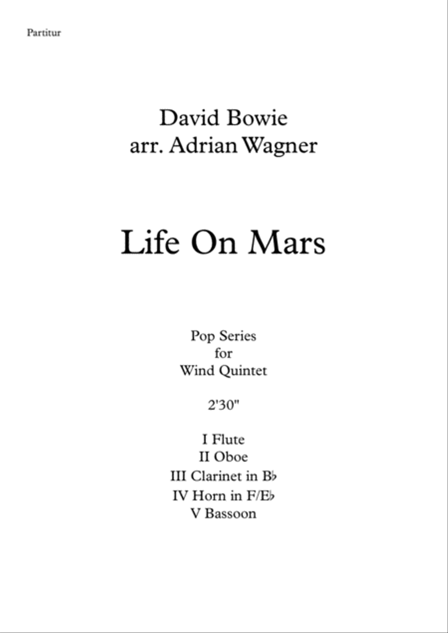 Life On Mars Woodwind Quintet scores gallery preview page 2