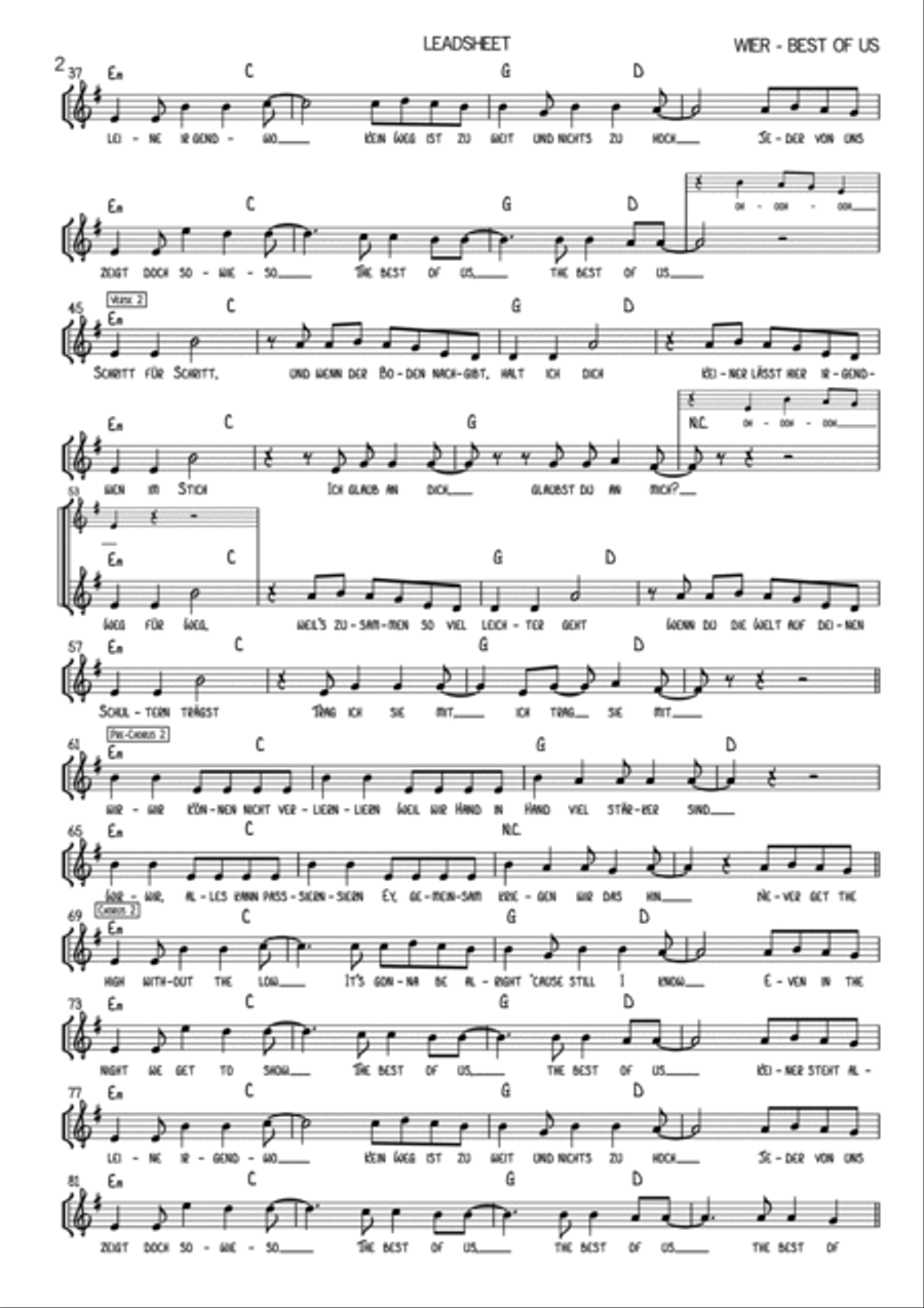 Best Of Us Piano scores gallery preview page 2