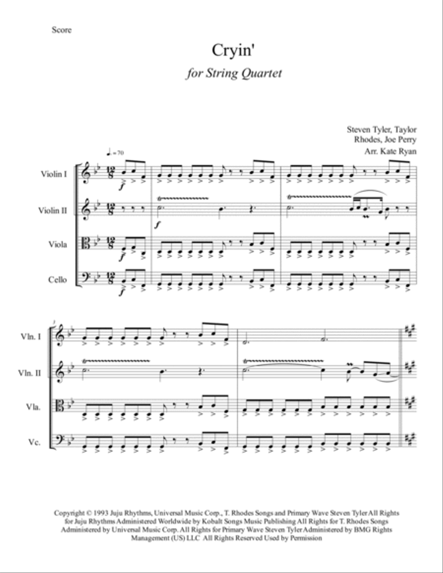 Cryin' Cryin' String Quartet scores gallery preview page 3