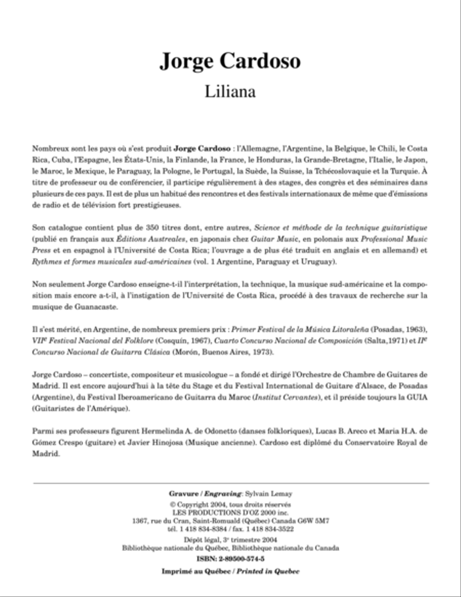 Liliana Guitar Ensemble scores gallery preview page 1