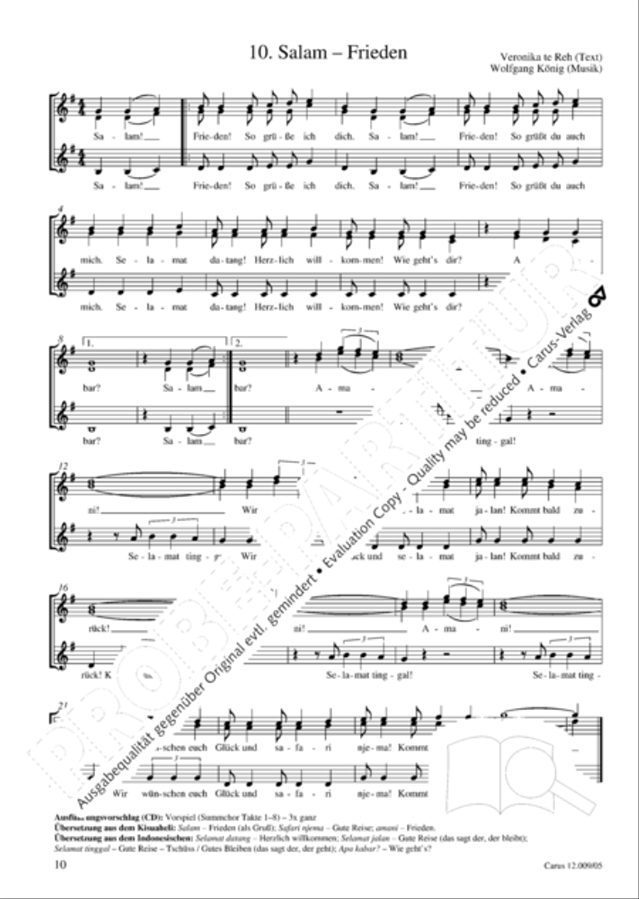 Freundschaft mir Afrika. 15 deutsch-afrikanische Lieder Choir scores gallery preview page 11