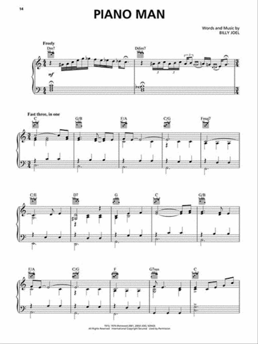 Billy Joel – Piano Man Piano, Vocal, Guitar scores gallery preview page 3