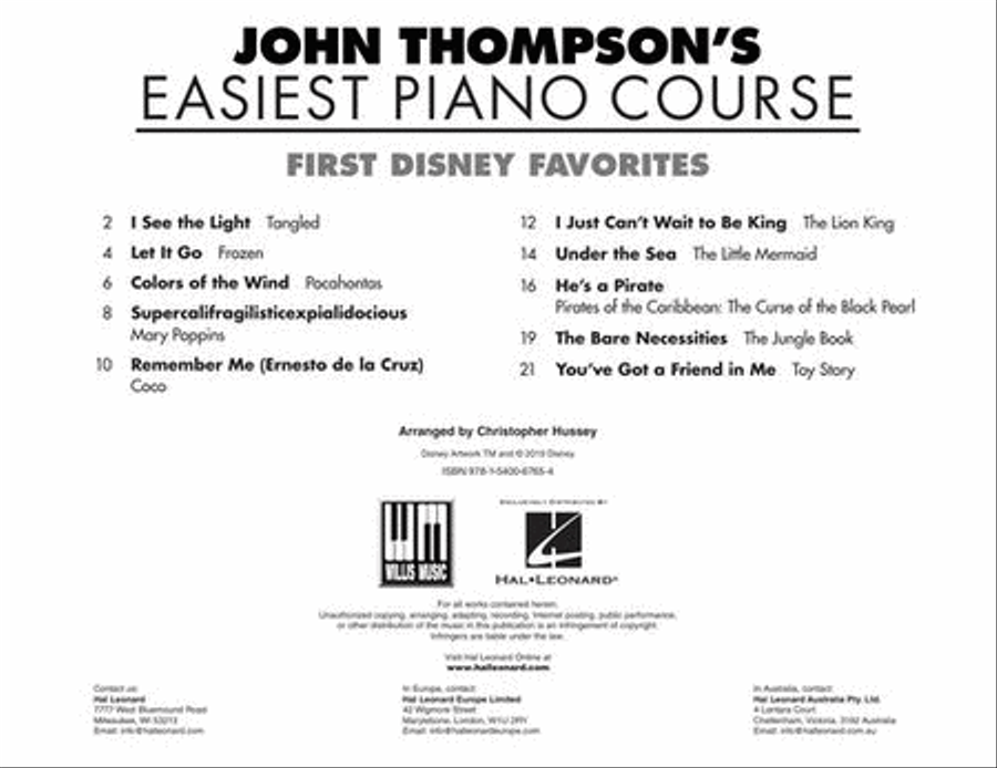 First Disney Favorites First Disney Favorites Easy Piano scores gallery preview page 3