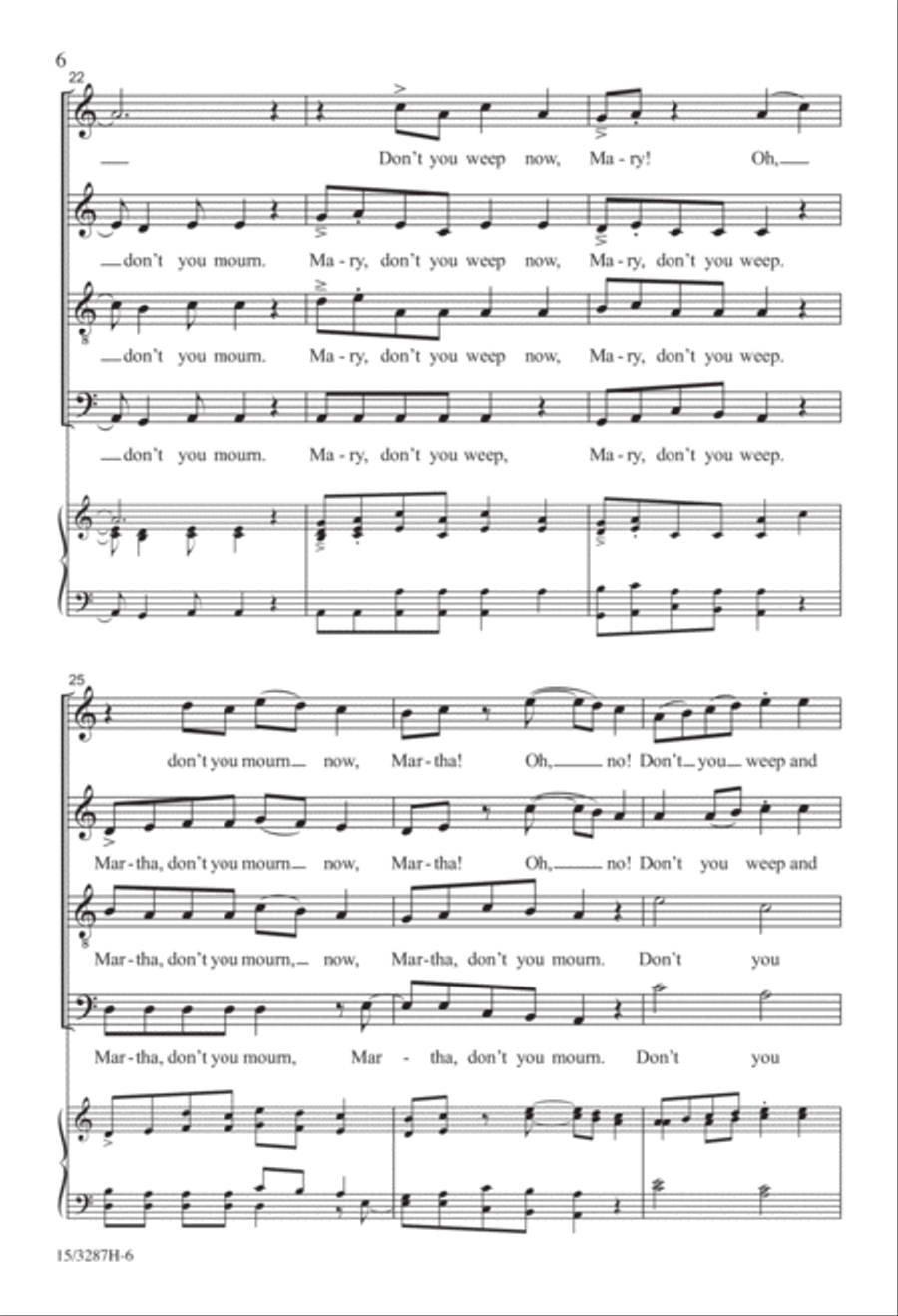Don't You Weep, Don't You Mourn 4-Part scores gallery preview page 6