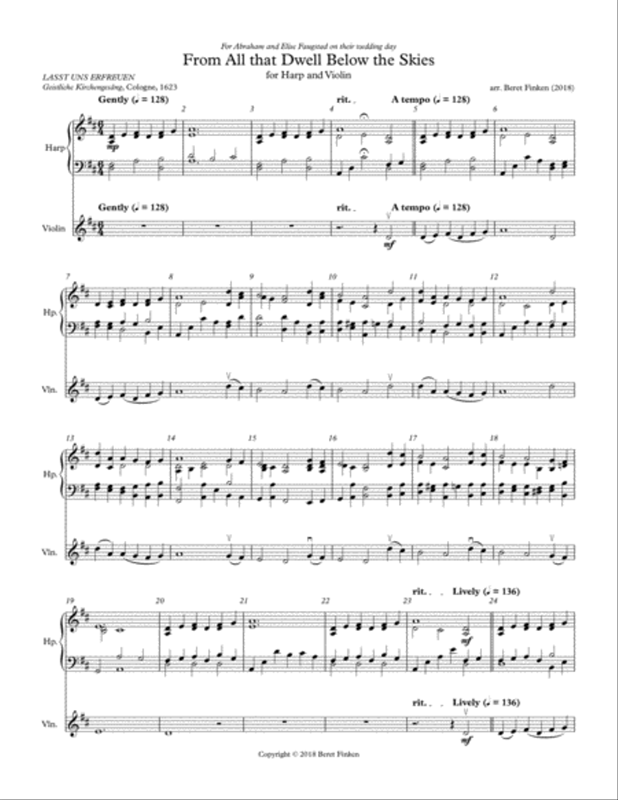 From All that Dwell Below the Skies String Duet scores gallery preview page 1
