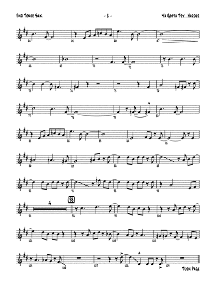 Ya Gotta Try ... Harder: 2nd B-flat Tenor Saxophone Jazz Ensemble scores gallery preview page 3