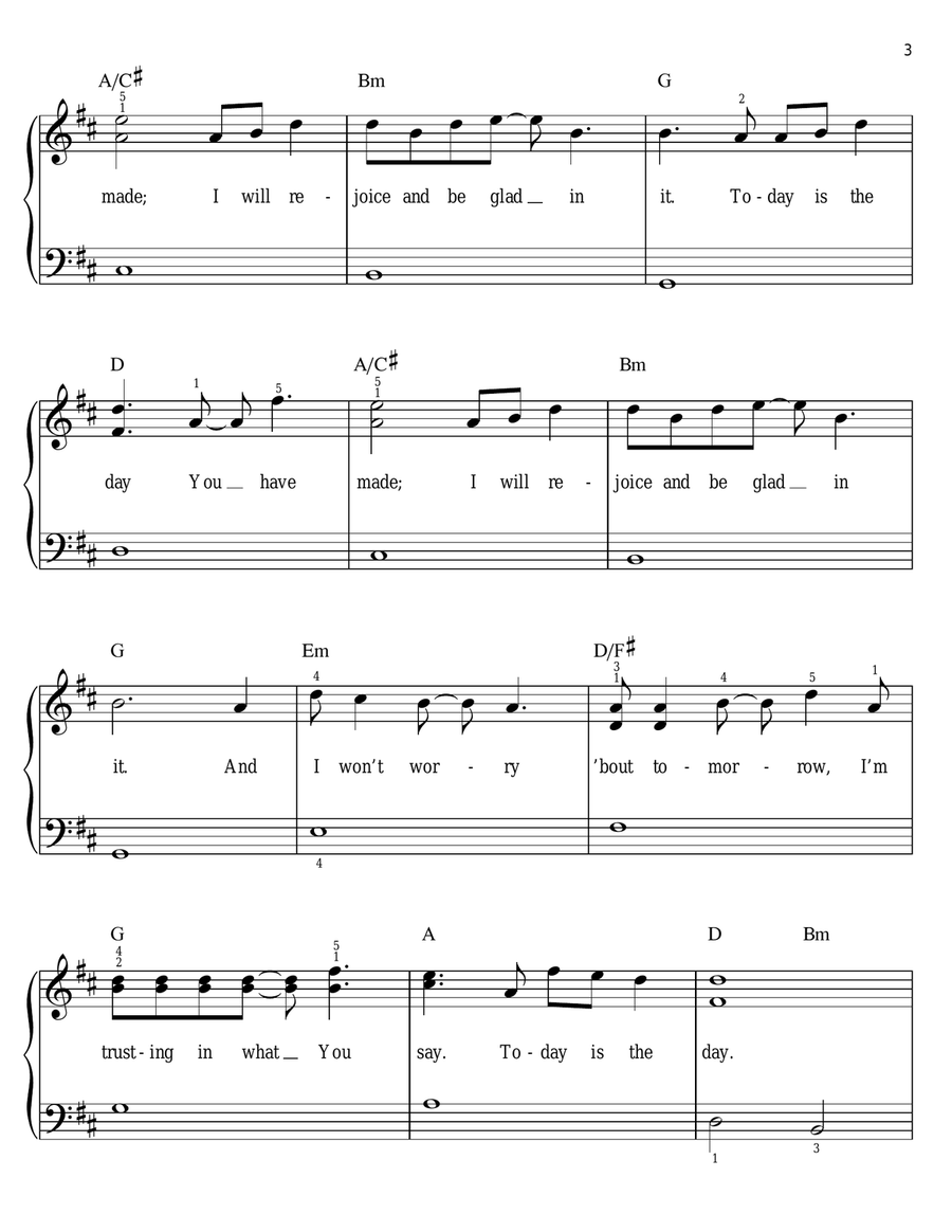 Today Is The Day Easy Piano scores gallery preview page 3