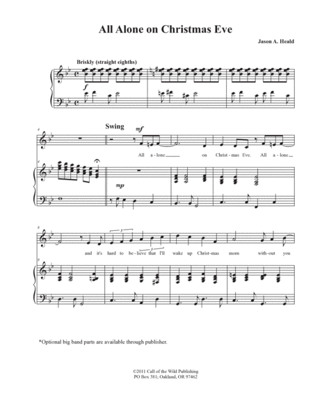 "All Alone on Christmas Eve" for SATB voices and piano image number null