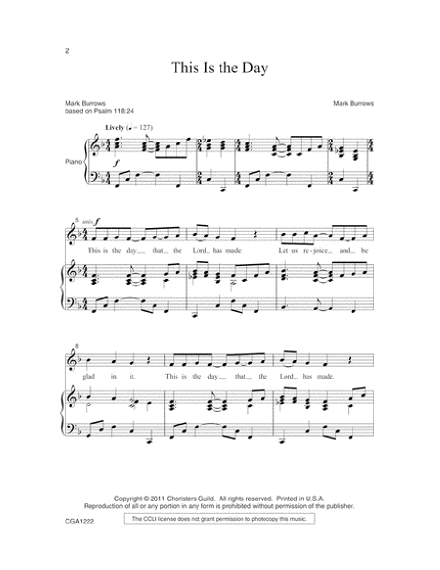 This Is the Day Unison Choir scores gallery preview page 2