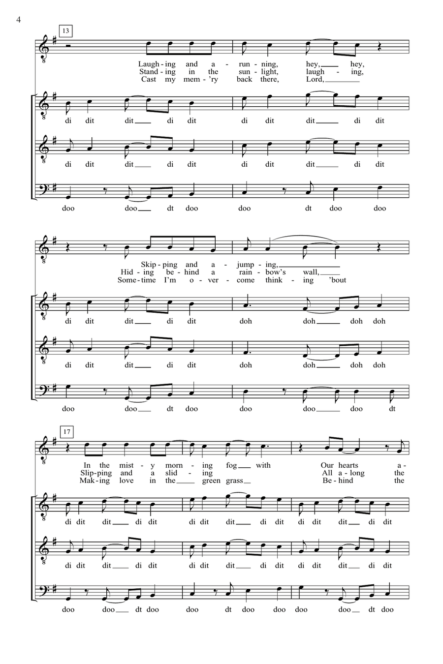 Brown Eyed Girl (arr. Deke Sharon) TTBB scores gallery preview page 3