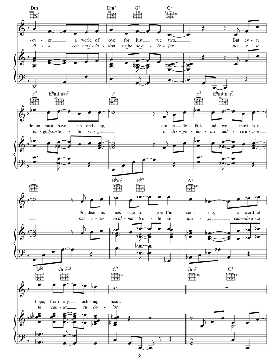 Adios Piano, Vocal, Guitar scores gallery preview page 2