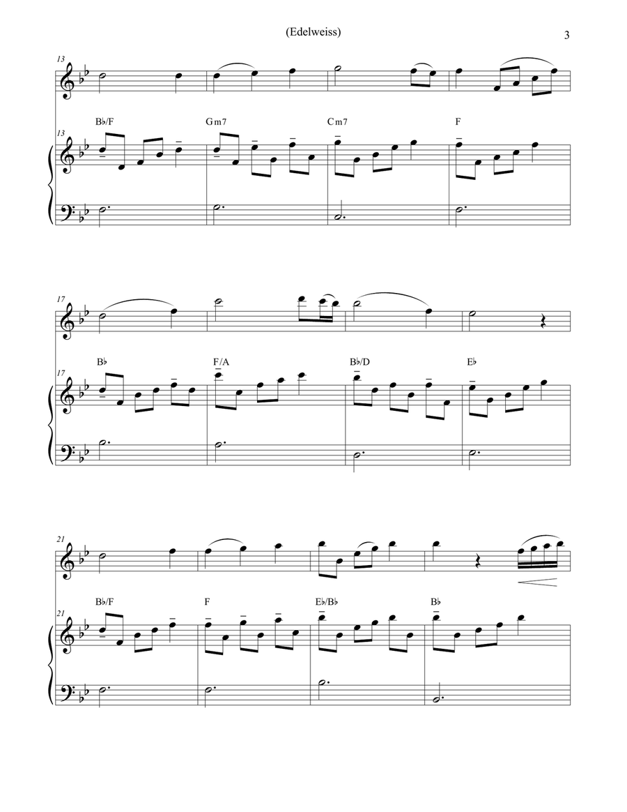 Edelweiss Violin Solo scores gallery preview page 3