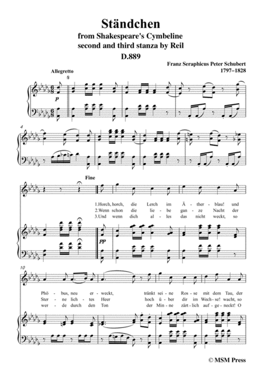 Schubert-Ständchen(Serenade),D.889,in D flat Major,for Voice&Piano image number null