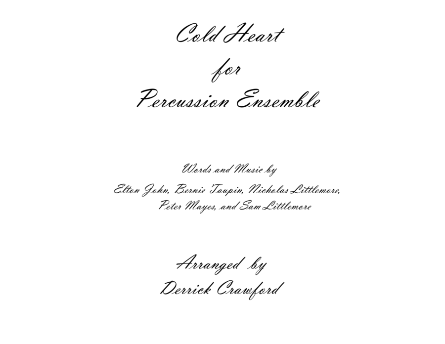 Cold Heart (pnau Remix) Percussion Ensemble scores gallery preview page 1