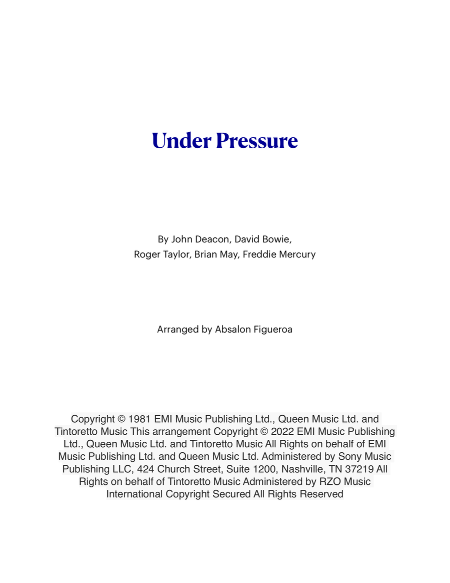 Under Pressure TTBB scores gallery preview page 1