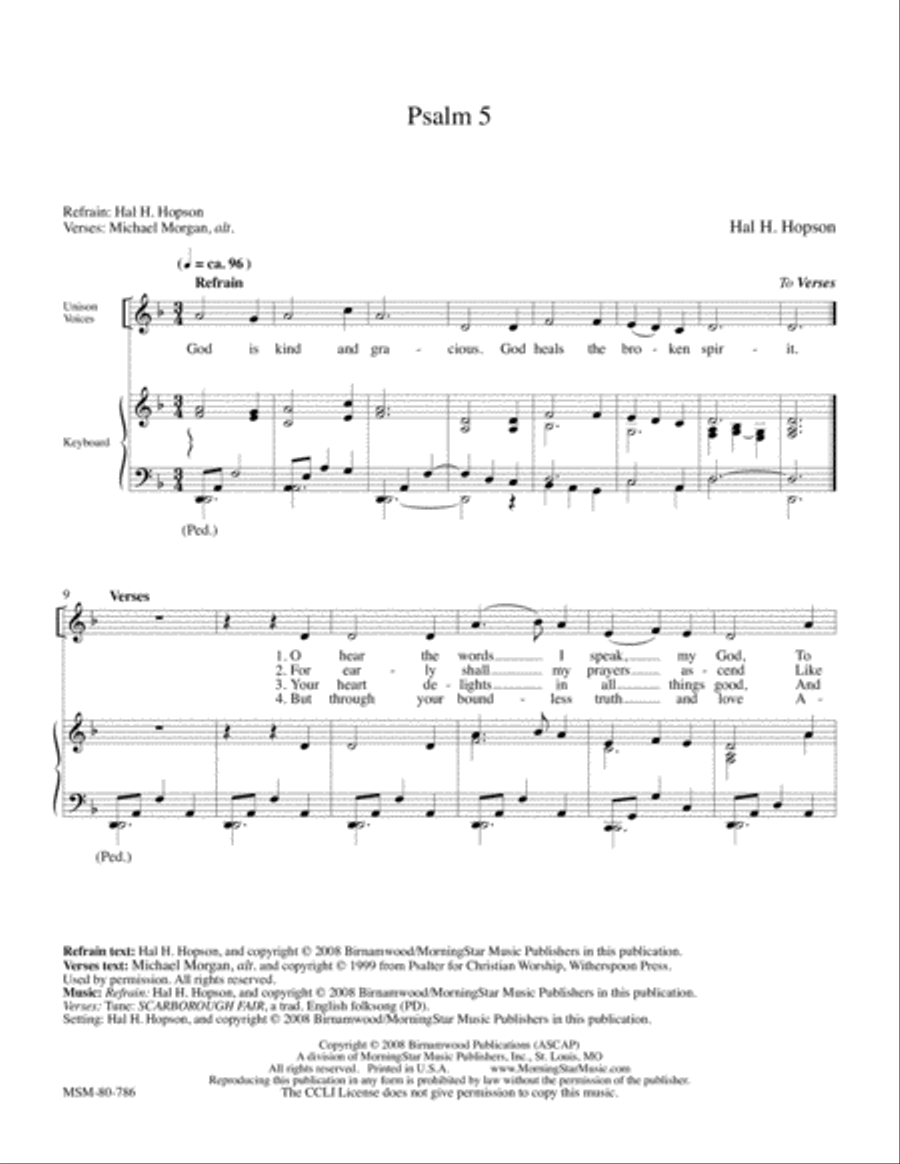 Psalm 5 4-Part scores gallery preview page 1
