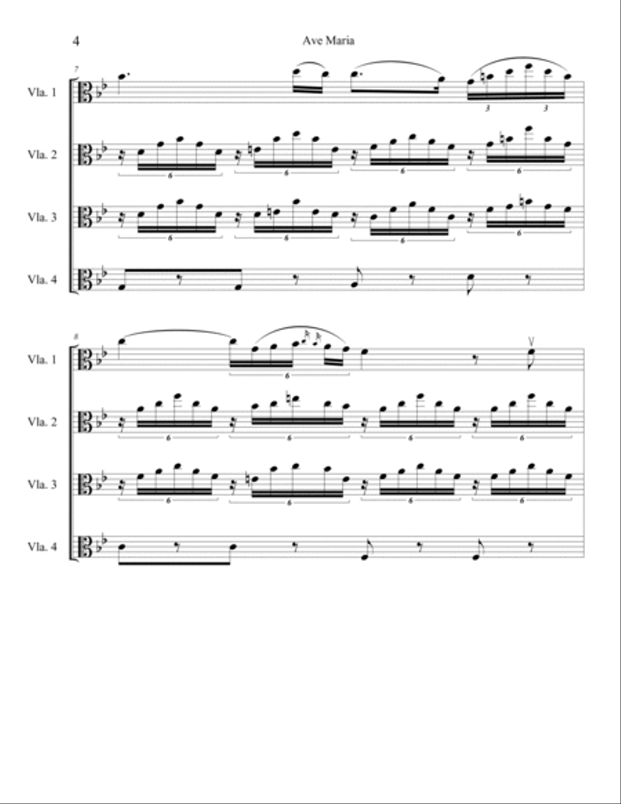Ave Maria for Viola Quartet Viola scores gallery preview page 5